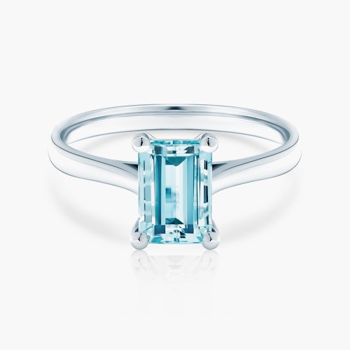 Pierścionek zaręczynowy SAVICKI: białe złoto, akwamaryn